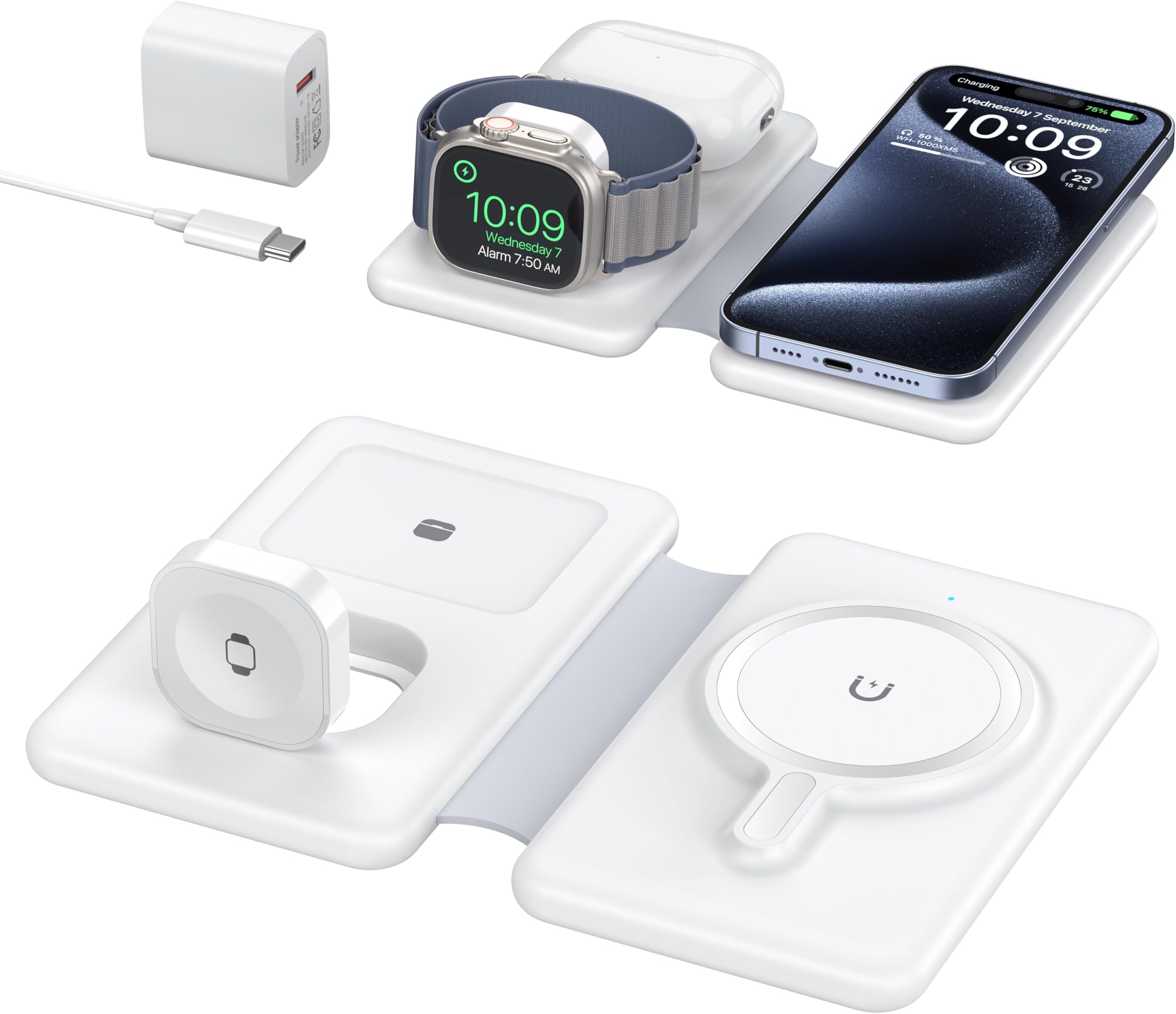 3 En 1 10W Chargeur Rapide Qi Sans Fil Pour Apple Watch 5 4 3 2 1 Pour Iphone 11 Xr Xs Max X 8 Samsung S10 S9 S8 Pour Airpods
