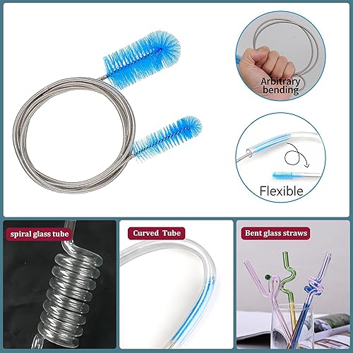 Miniatura 4 de Juego de 12 limpiadores de tubos, para limpiar botellas de cuello estrecho, tubo de vidrio curvado, grietas difíciles de alcanzar, cepillo de mango
