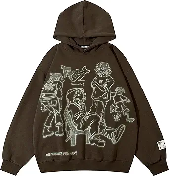 Vamtac Mens Graphic Hoodies Y2k Cute Pullover Oversized Fashion Streetwear Casual Hooded Sweatshirt Unisex Tops