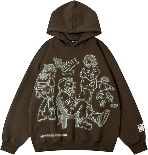 Vamtac Mens Graphic Hoodies Y2k Cute Pullover Oversized Fashion Streetwear Casual Hooded Sweatshirt Unisex Tops