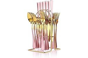 24 Pieces Caliamary Flatware Set: Pink Spoons and Forks for Elevated Dining