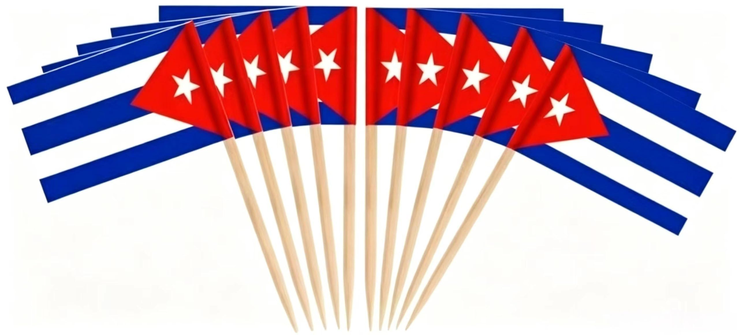 CYPS 100 Pcs Cuba Flag Cuban Toothpick Flags, Small Mini Stick Cupcake Toppers Cuban Flags,Country Picks Party Decoration Celebration Cocktail Food Bar Cake Flags