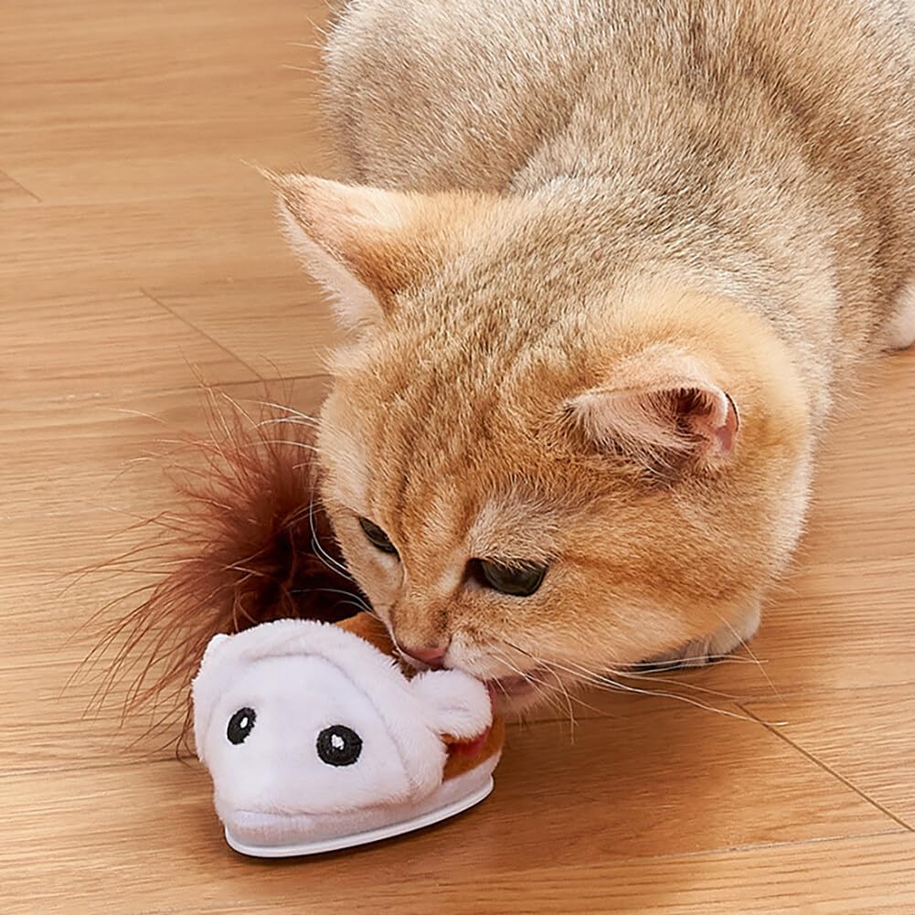 Giocattolo Elettrico Per Gatti Con Topolino E Piume - Anti Noia, Ricaricabile USB - Foto 4