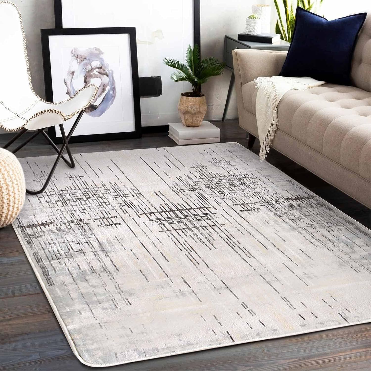 Area Rug Living Room Rugs Grey Modern Luxury Rug Soft Short Pile Carpet