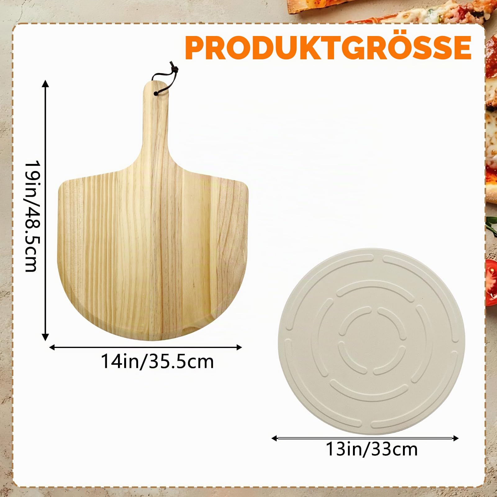 30x30cm Pizzastein für Backofen & Gasgrill Pizzaschieber ausgezeichnet Backofenstein Pizza Stein Für knusprigen Boden & saftigen Belag