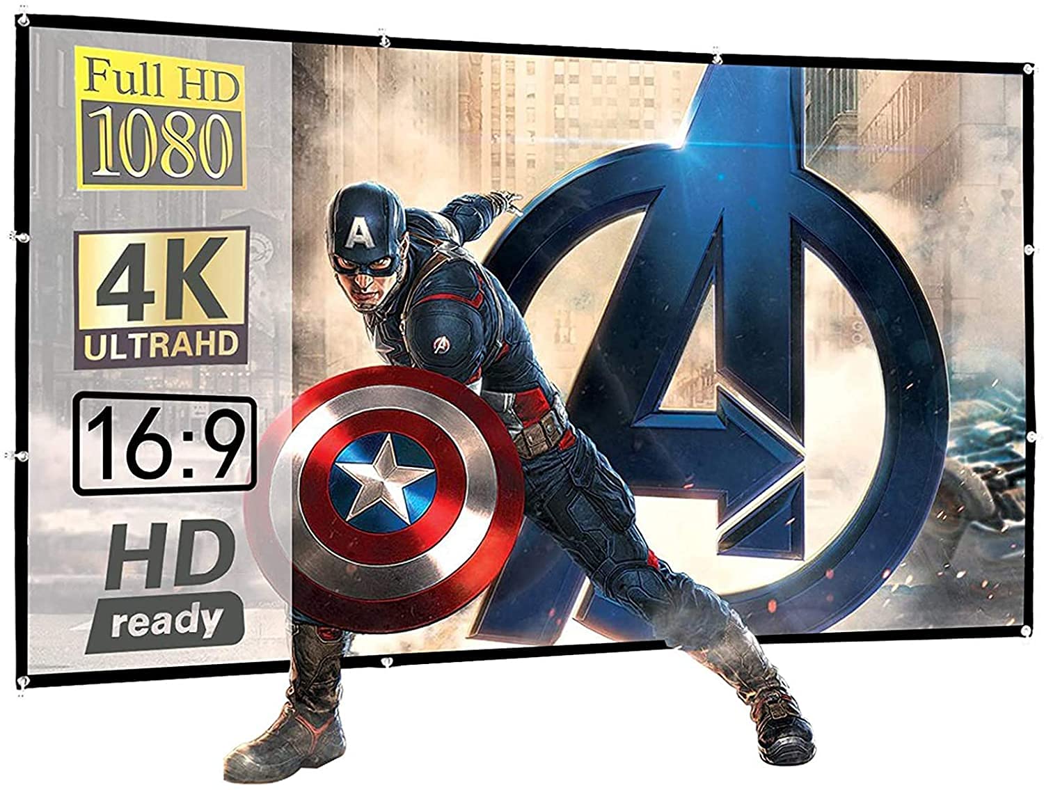 display4top100 inch 16:9 HD Foldable Projector Screen,Anti-Crease Portable Front & Rear Projection Movies Screen for Home Theater Outdoor Indoor Classroom Training