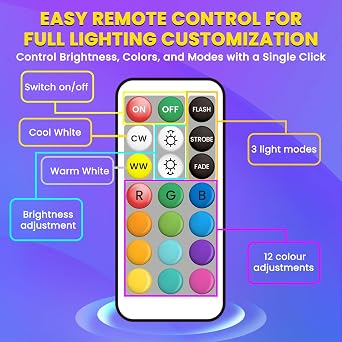 4-Pack 2W G9 LED Colour Changing Light Bulbs, Dimmable RGB & Warm White, 13 Colours, Remote Control, Colour Changing Bulb for Home, Mood Lighting, Party Decor [Energy Class A]