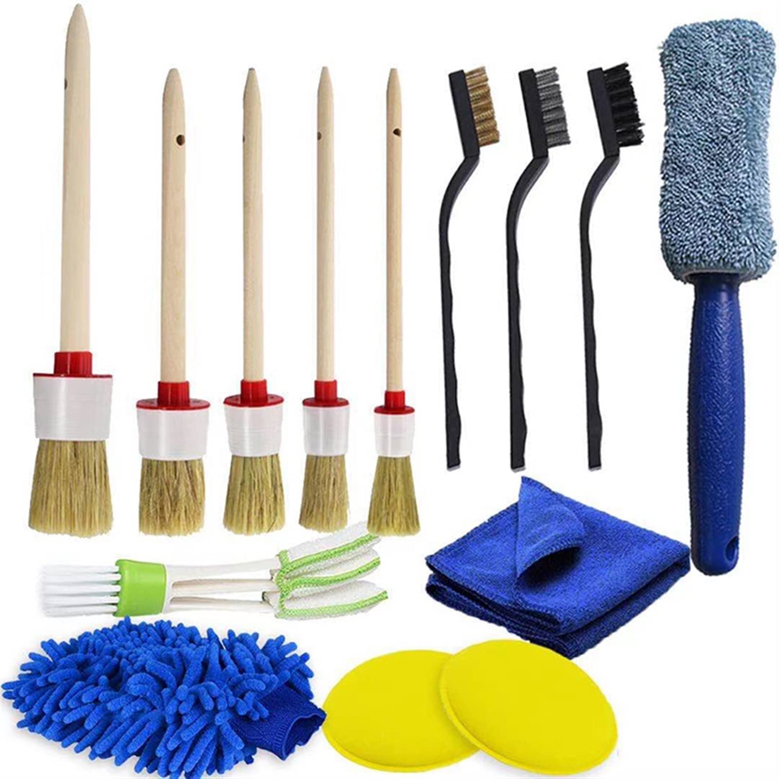 TRUSTTWO 14pcs / set Auto Detailing Brush Brush Sponge Spazzole Interno Aria condizionata Air Outlet Dettaglio RIM Pulizia Strumenti di pulizia dello sporco The New