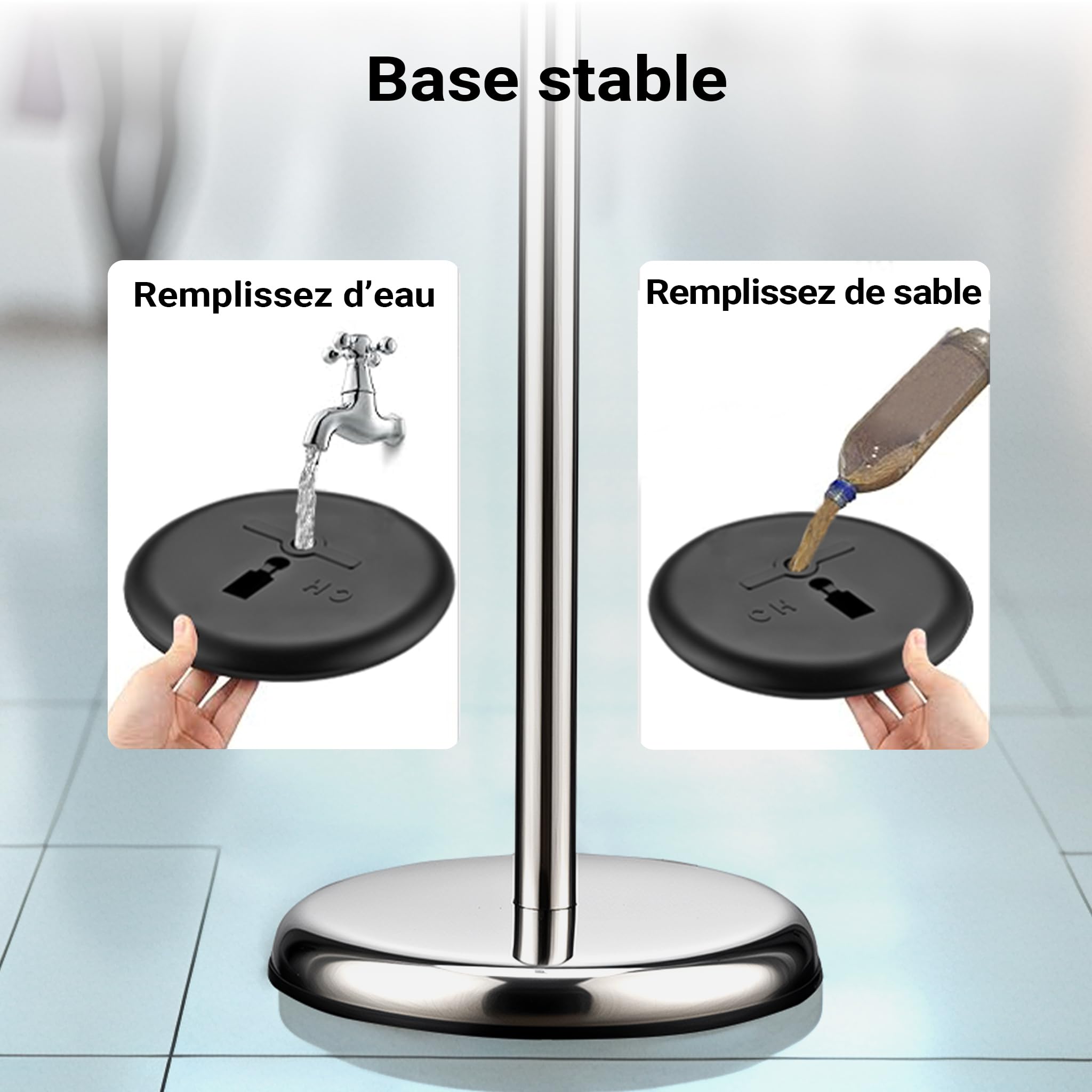 Wiltec Présentoir sur pied A3 – Hauteur réglable 88-138 cm – en Aluminium et acier inox – Support Stop client pour Documents, Brochures, Affiches