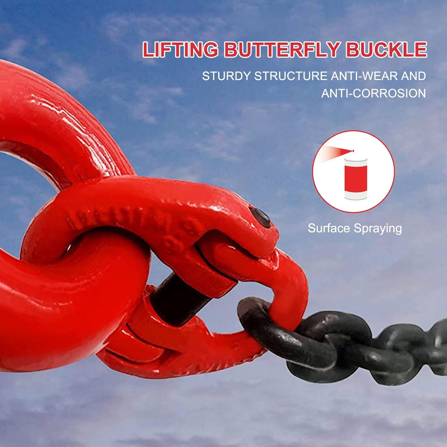 EGV G80 Alloy Steel Coupling Link, 2 Pack 5/16" Hammer Lock Chain Connector, 4400 lbs Working Load Limit Red - Image 6