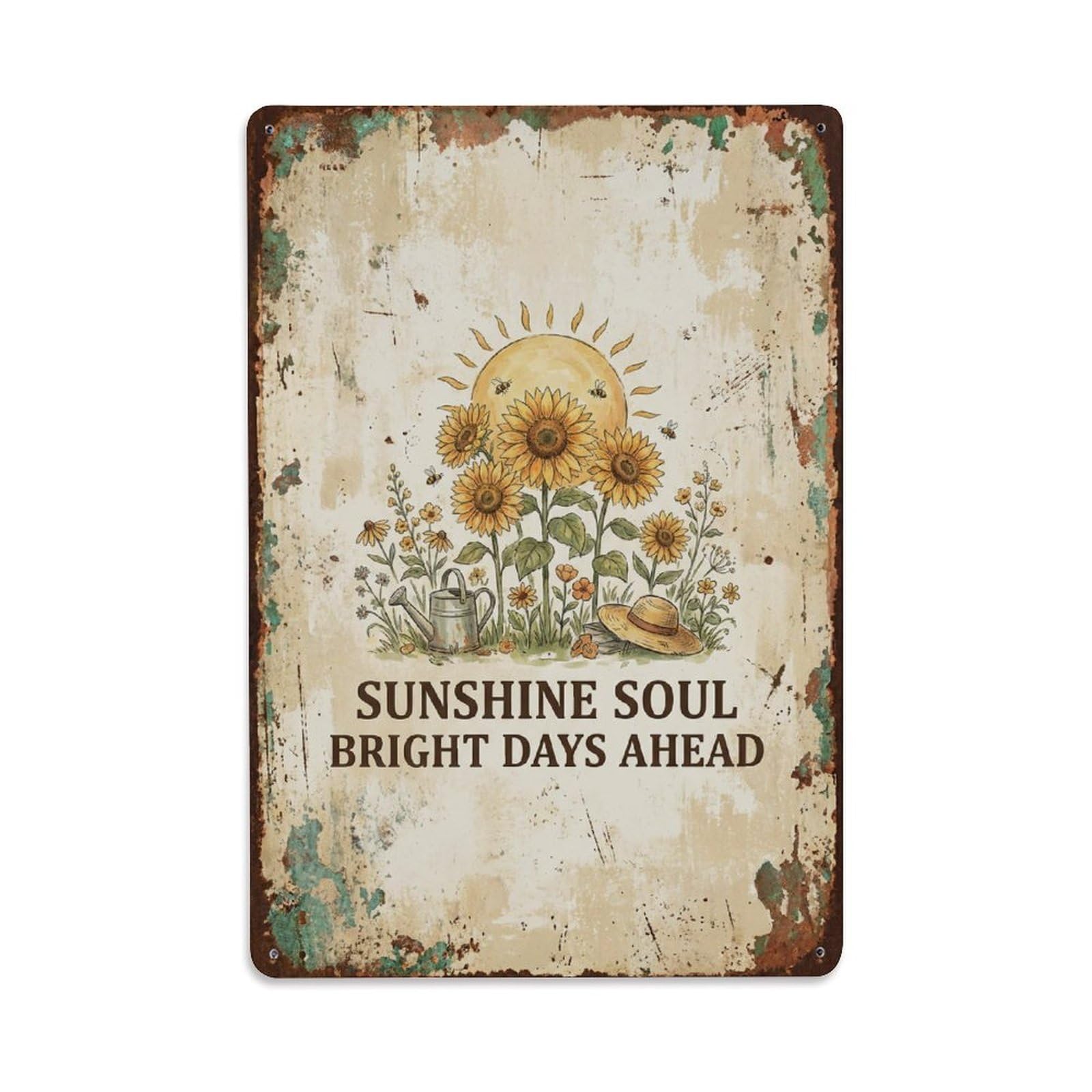 Sunshine Soul Bright Days Ahead Metal Tin Sign