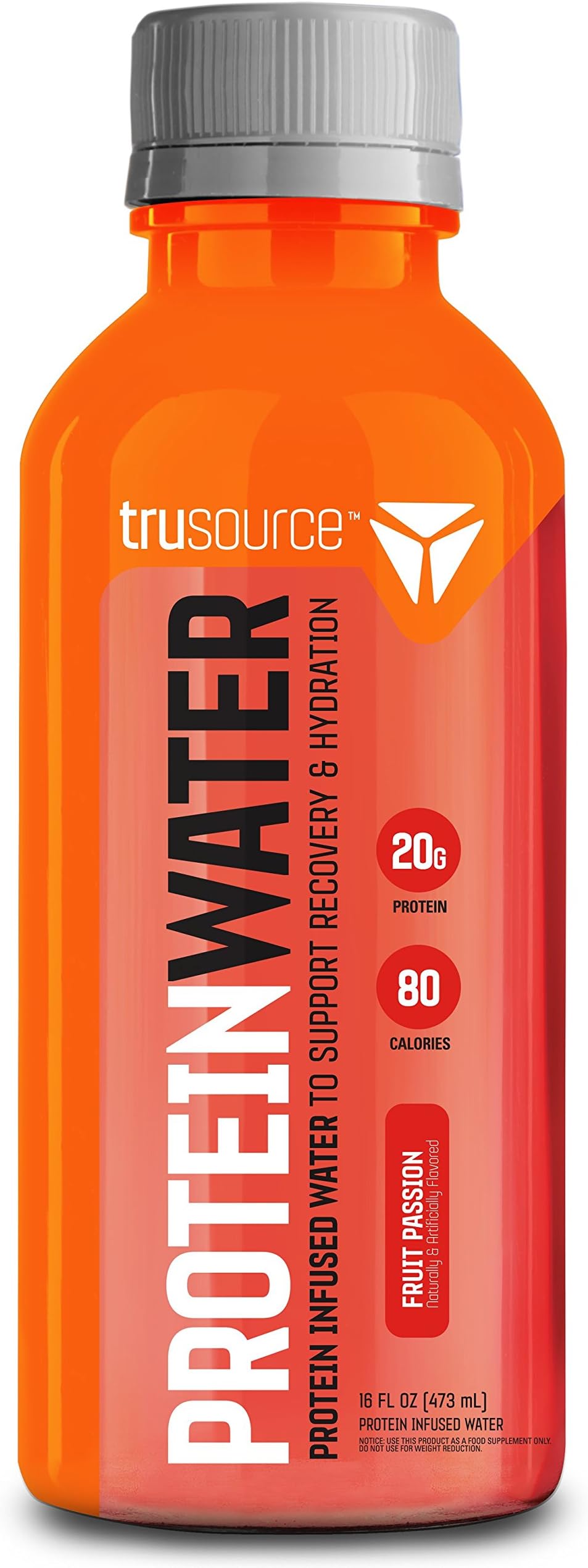 trusource Protein Water Ready-to-Drink Beverage with Whey Isolate, Fruit Passion, 4 Count