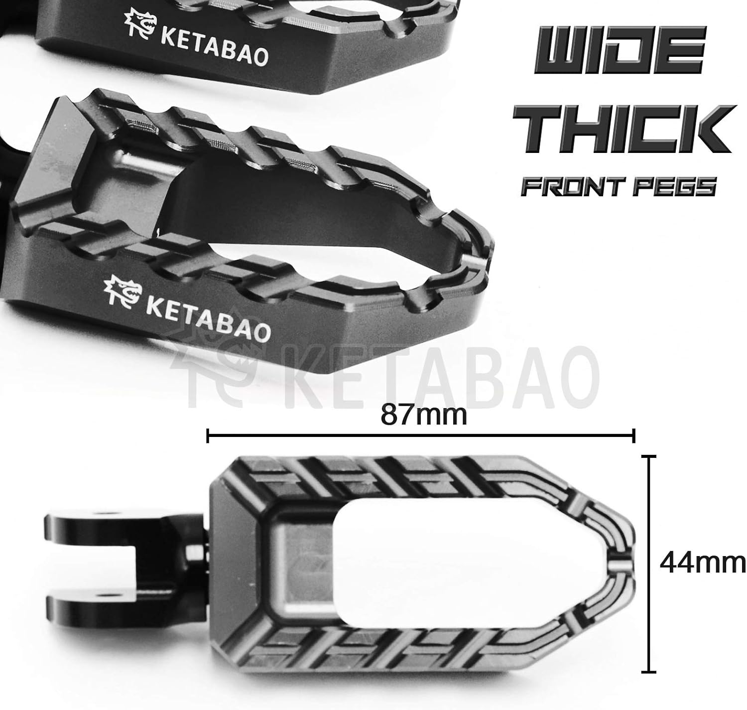KETABAO Black Aluminum Highway Wide BUZZ Front Foot Pegs Compatible with CB500F CB500X CBF600 N/S CBR500R