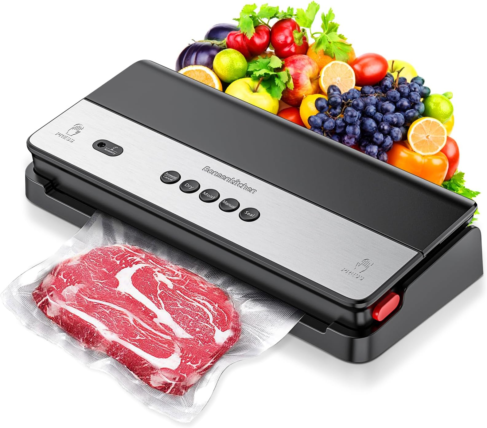 Bonsenkitchen Machine Sous Vide Alimentaire Sec et Humide, Cutter