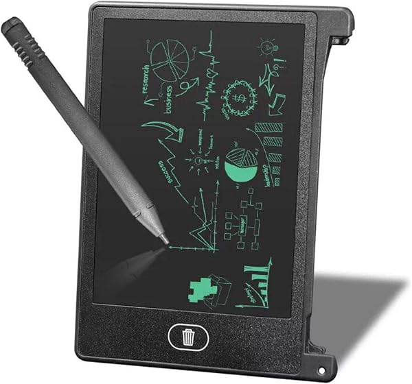 Lazmin Tableau d'écriture, Tableau d'écriture LCD 4,5 Pouces, Tableau de Dessin pour Tablette pour Enfants/Enfants, Rappel de la liste des mémos, Tableau Muiti-Functional (3 Couleurs en Option)(Noir) - 1