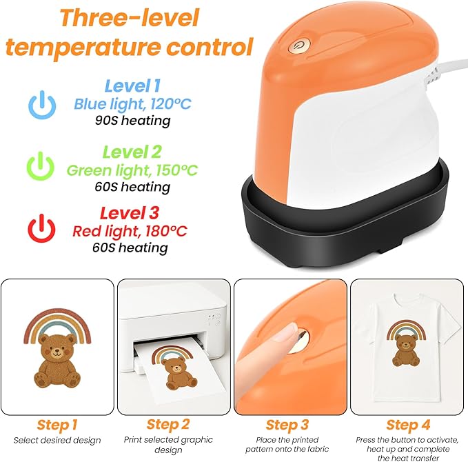 Prensa Térmica Mini Portátil 3.5"x2.4", 180°C, para Camisetas, Gorras miniatura 5