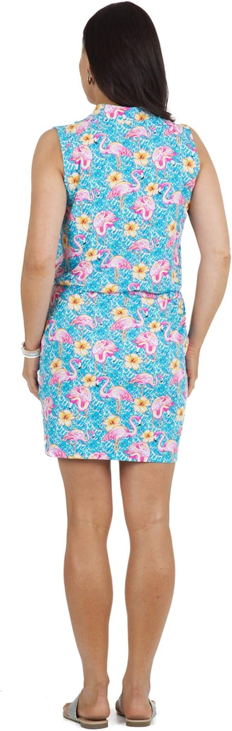 IBKUL Athleisure Wear Sun Protective UPF50+ Icefil Cooling Penny Print Sleeveless Drawstring Dress – 63494