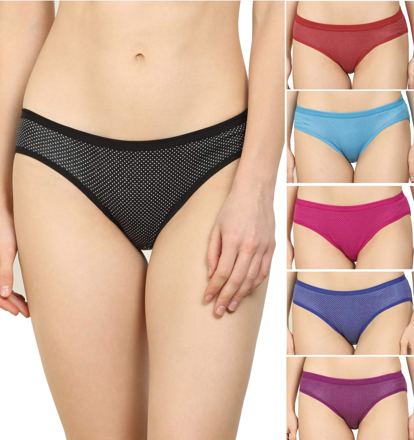 Fashion ComfortzWomen Girls Ladies Undergarments Innerwear Hipster Thong Periods Multicolor Panties Combo 100% Cotton Ladies Bright Multi Color Panty Bikini Brazilian Cheekies