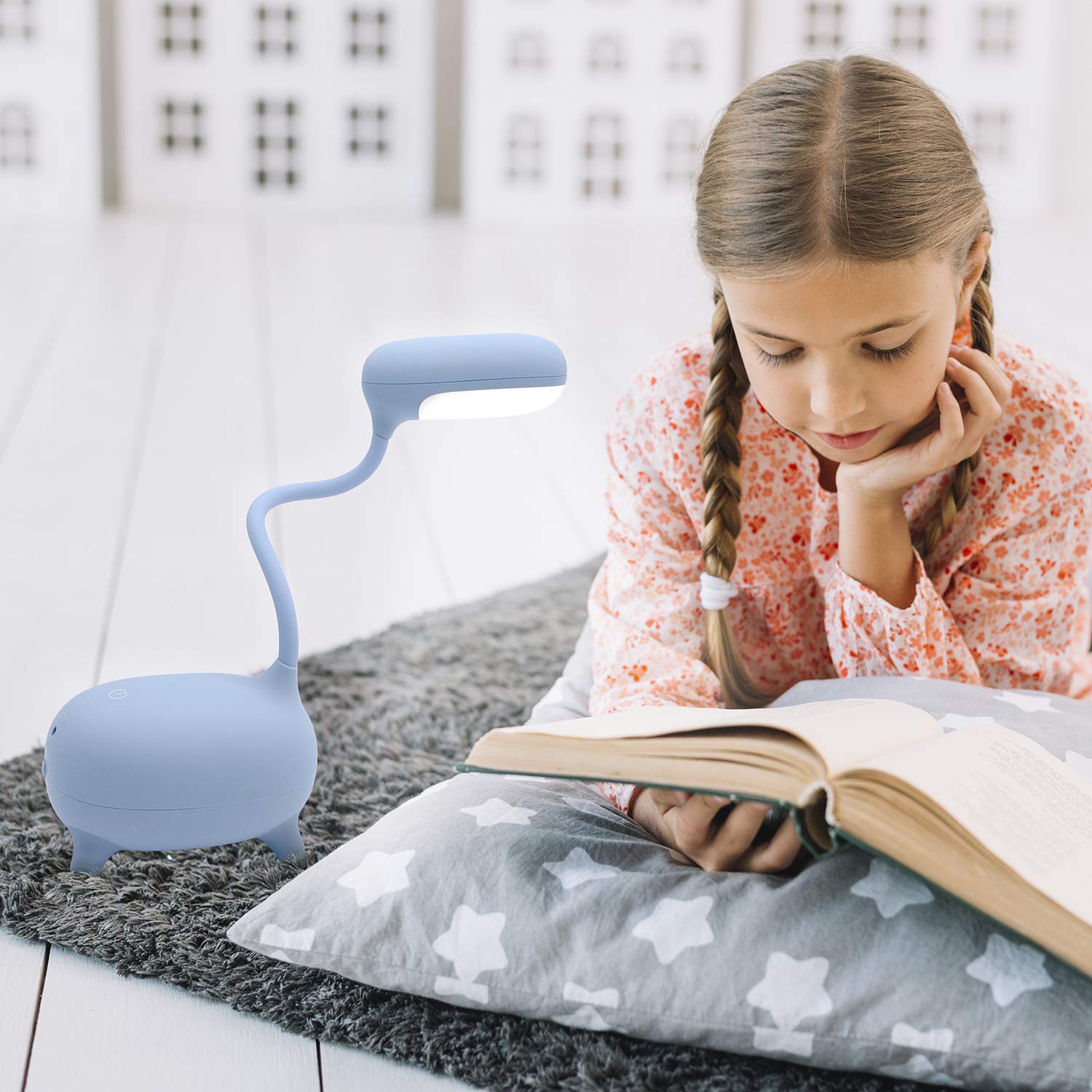 Veilleuse LED Girafe Réglable - Col Flexible, Lumière Douce Protectrice Des Yeux, Rechargeable USB - Rose, Vert, Blanc Cassé - 6