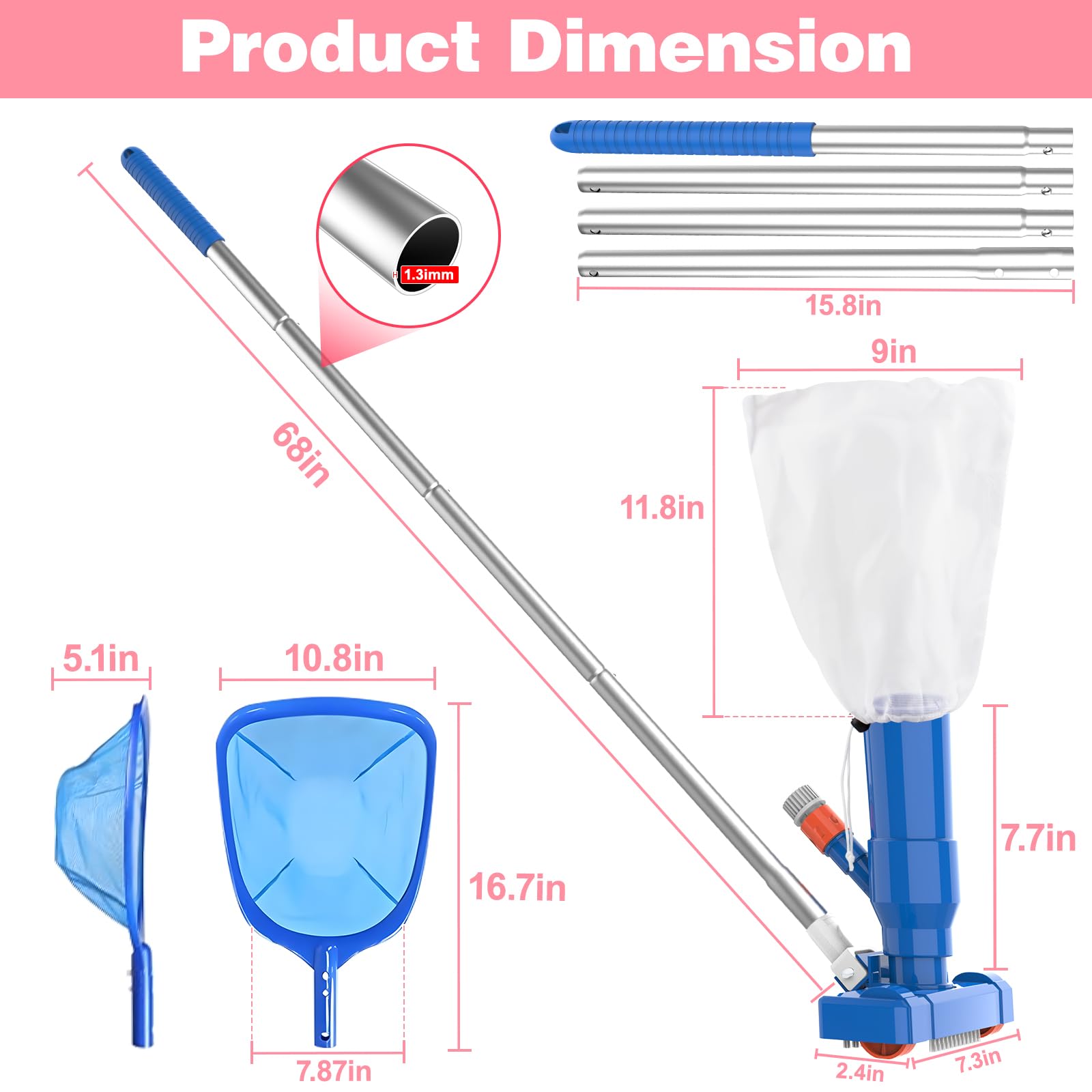 LXun Upgraded 4 Section Poles of 68