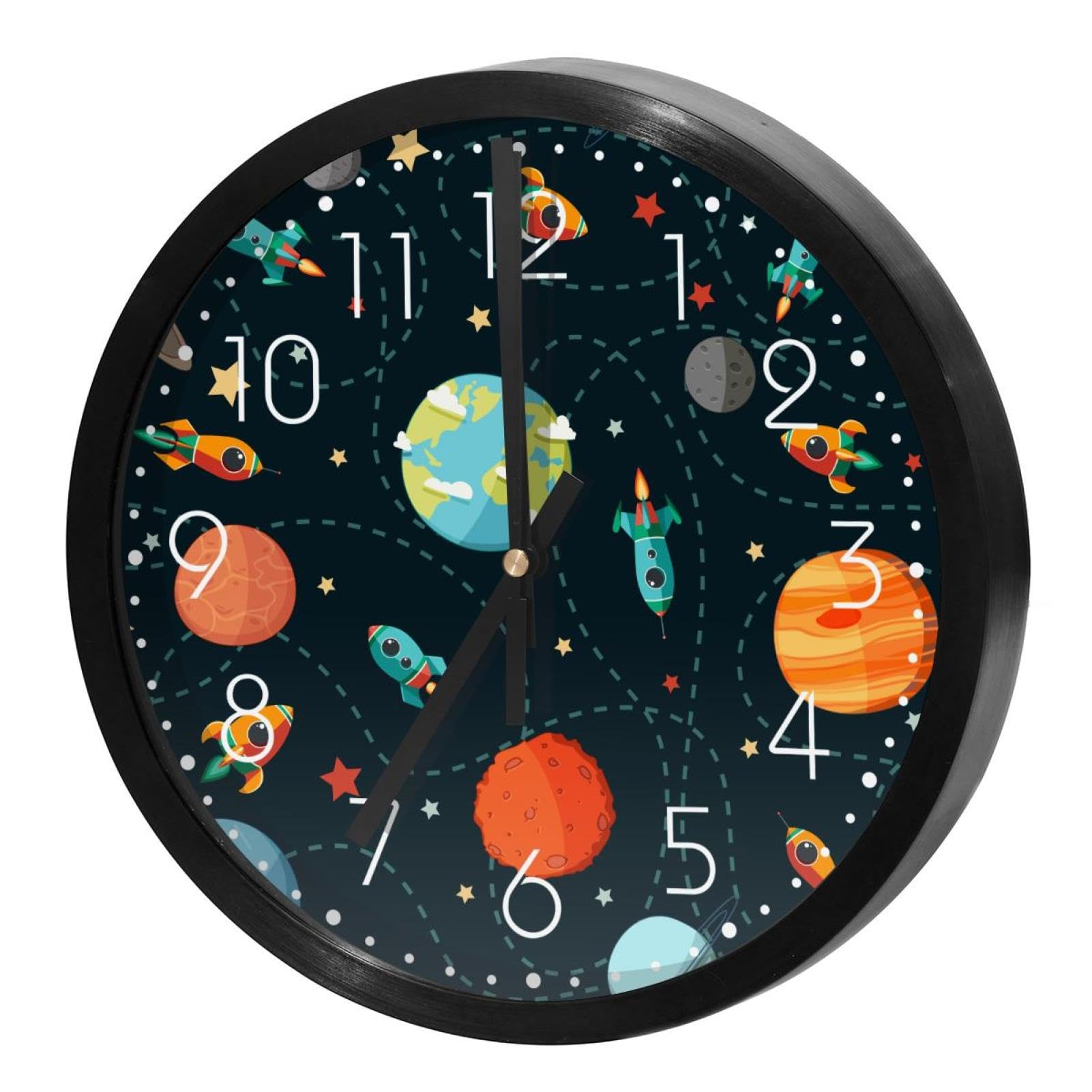 Horloge murale silencieuse design univers et planète pour une décoration de cuisine moderne