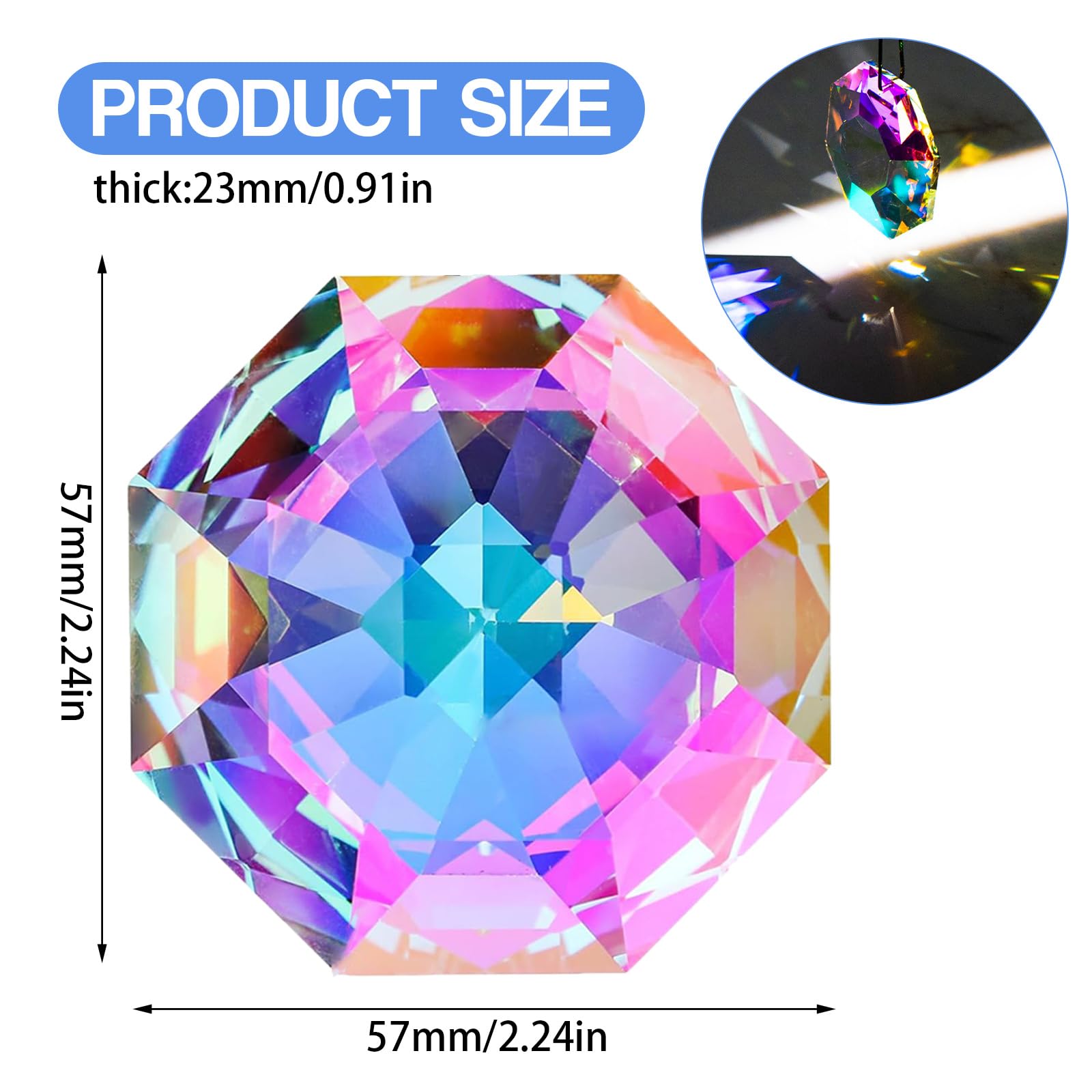 2 Pièces Attrape-soleil Cristal XoeLLe – Suspension à Facettes Pour Fenêtre, Lustre, Voiture – Effet Arc-en-ciel – Déco Feng Shui, Mariage, Bureau