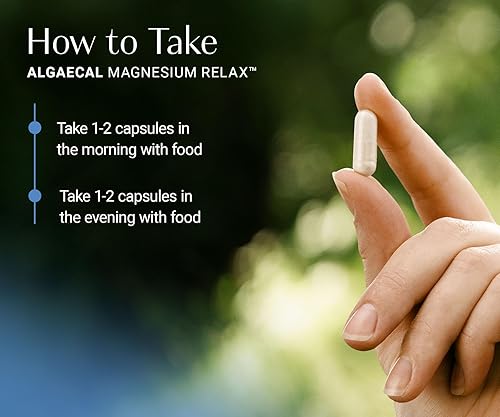 Miniatura 10 de AlgaeCal Magnesium Relax - Magnesio quelatado con Ashwagandha para dormir y ansiedad ocasional - Soporte de glicinato, malato, citrato - sueño