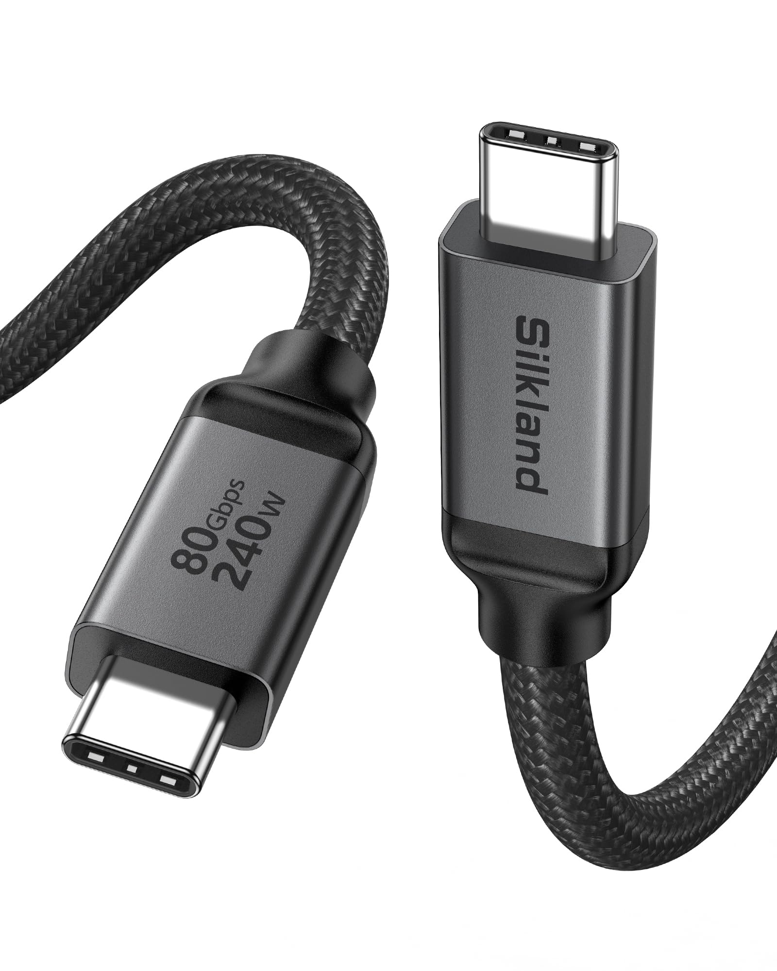 Silkland USB4 V2.0 für Thunderbolt 5 Kabel, 80Gbps USB-C Datenkabel, Unidirektional bis zu 120Gbps, 16K/Dual 8K, PD3.1 240W