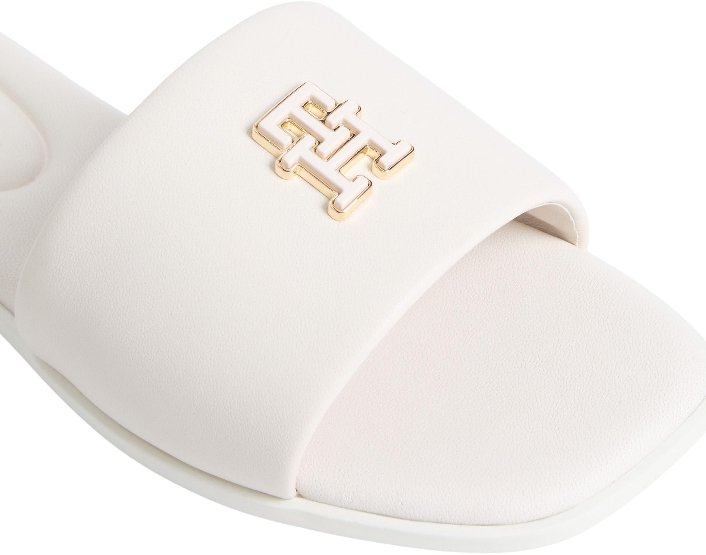 Tommy Hilfiger Damen Th Logo Hardware Leather Mule Fw0fw09292Flache Sandalen
