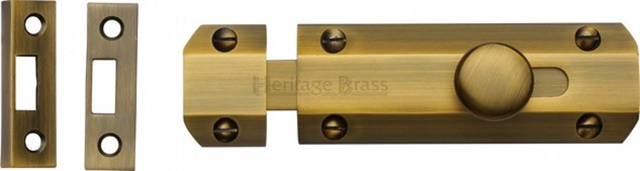 102mm (4") Heavy Duty Sliding Surface Door Lock Bolt for Internal Latch Doors and External Doors and Windows (Antique Brass)