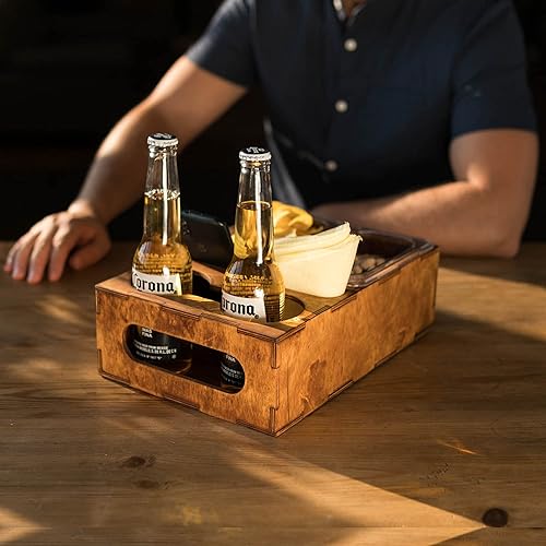 Miniatura 7 de Caja de cerveza de madera, regalo para los amantes de la cerveza, papá, hombre, él, novio, caja de bebidas, bandeja para aperitivos, soporte de mesa