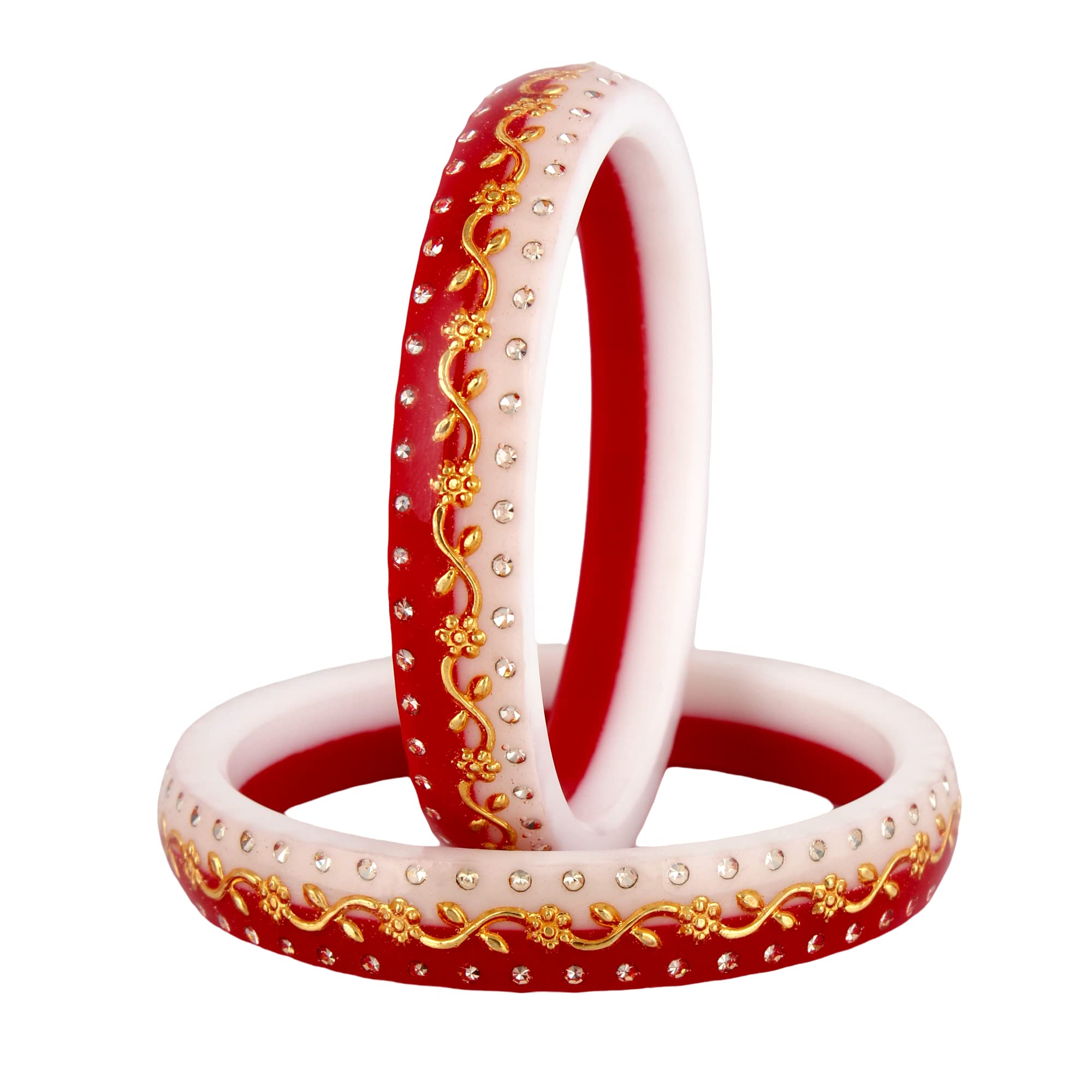 LUCKY JEWELLERY Designer Pair of Sankha & Bengali Pola Reddish Maroon Color Traditional Ethinic Bangles Set (327-J1BG-1712-R2-24) (B0BF7VTQPP) Amazon Price History, Amazon Price Tracker