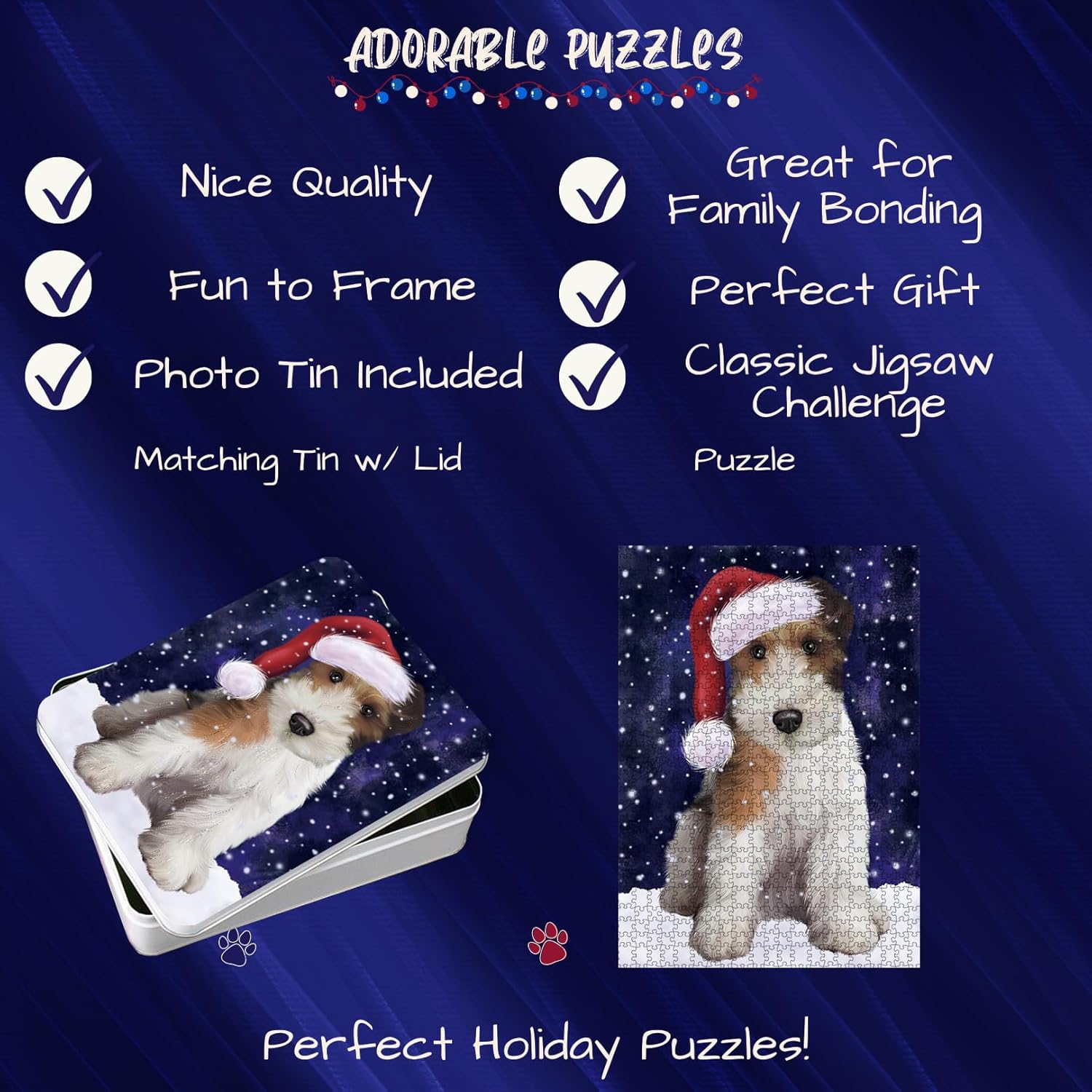 Let it Snow Wire Fox Terrier Dog Jigsaw Puzzle for Adults - Animal Printed Interlocking Puzzle Game Artwork - Gift for Dog Lover's - 1000 Pcs 29.5"x19.7", PZLE62135