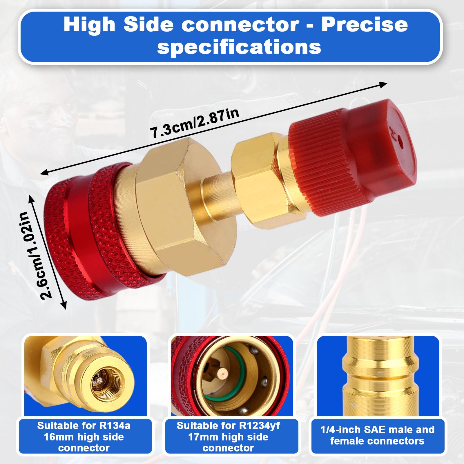 Kit Adattatore R1234yf, Adattatore Premium da R1234yf a R134a Kit di Conversione con Connettore Lato Alta/Bassa Plug And Play per Ricarica e Svuotamento del Refrigerante AC