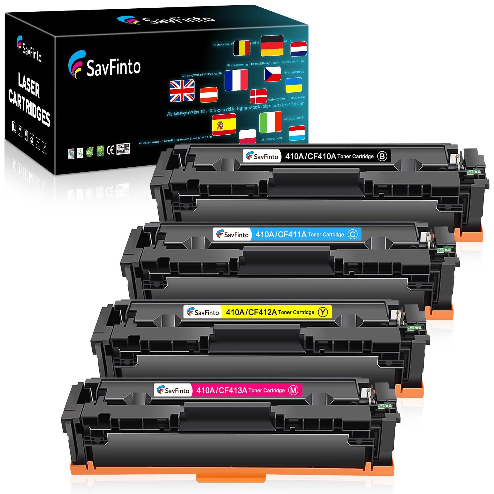 410A kompatybilny toner jako zamiennik do HP 410A 410X CF410X CF410A Color Laserjet Pro MFP M477fdw M477fdn M377dw M477fnw M452dn M452dw M452nw M452 M477 M377 (Czarny Cyan Magenta żółty, 4