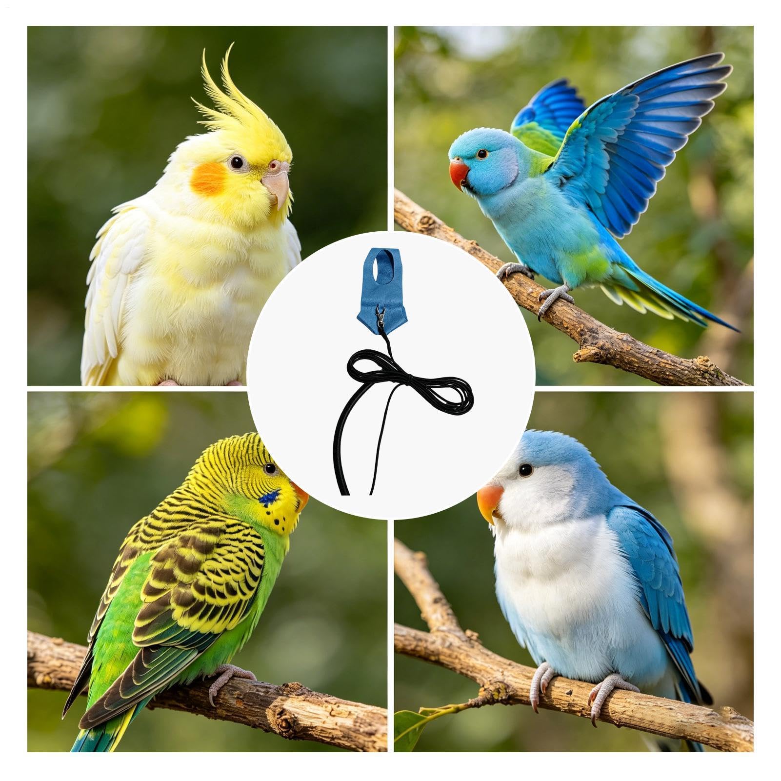 Harnais Perroquet Laisse d'Entraînement Calopsitte Conure pour Propriétaires Promenades