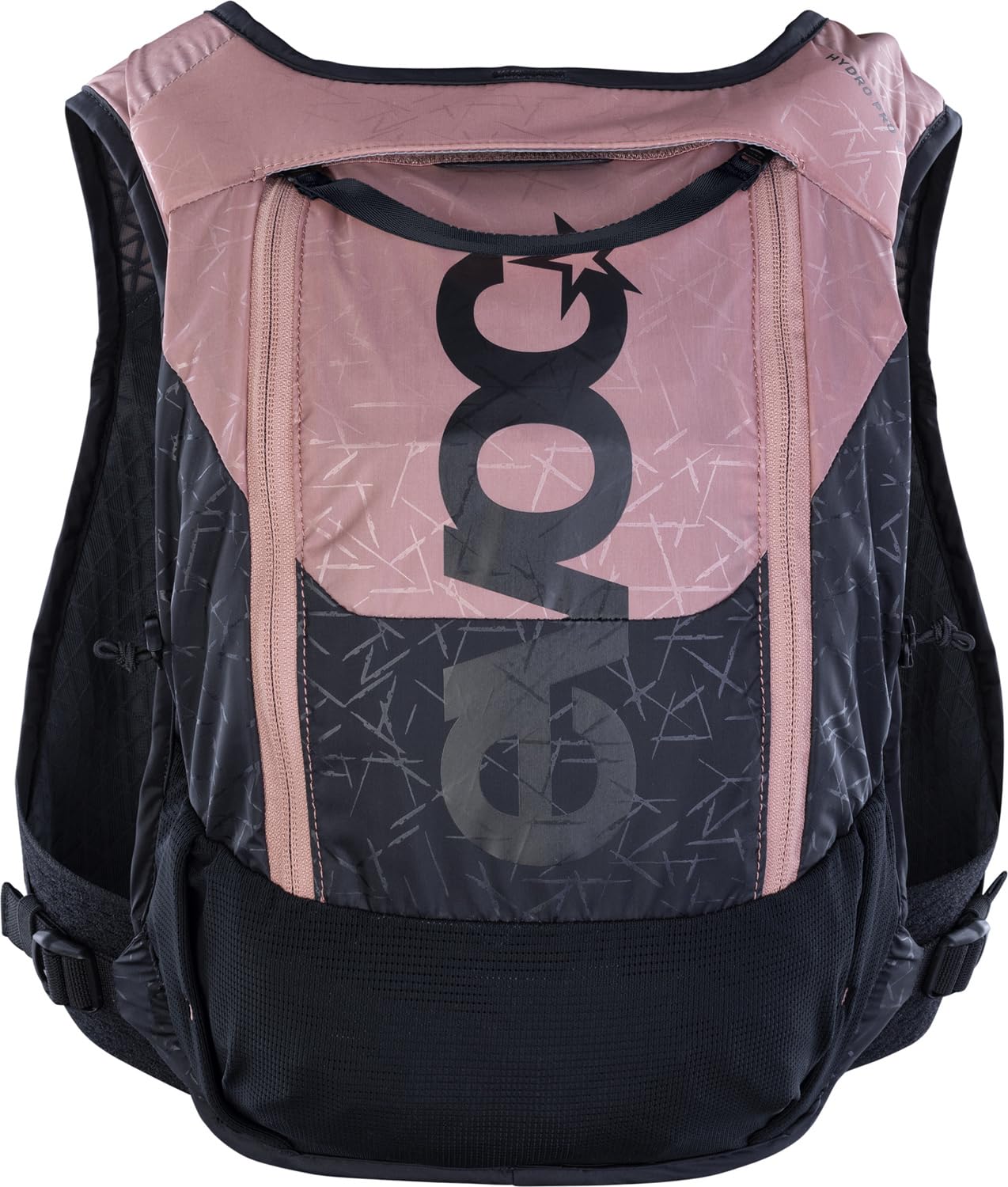 EVOC HYDRO PRO 6 + HYDRATION BLADDER 1,5, zaino idratante (2 scomparti per alimenti e tasche con cerniera, incl. sacca idrica da 1,5 l, taglia unica), rosa antico - nero
