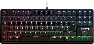 CHERRY G80-3000N RGB TKL, British layout, QWERTY keyboard, wired keyboard, mechanical gaming keyboard, MX SILENT RED SWITCHES, black