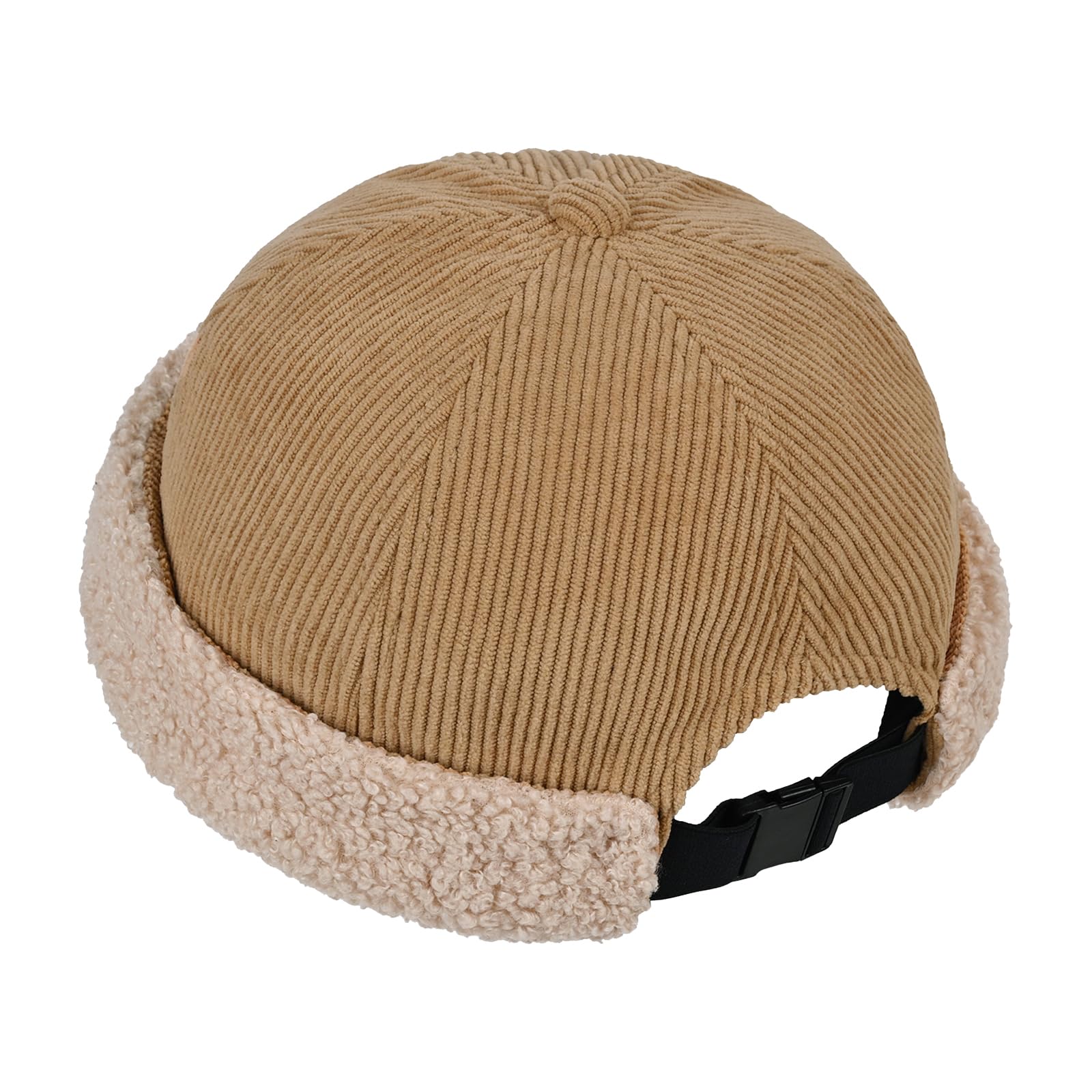 Croogo Corduroy Brimless Hat Winter Warm Docker Hat Rolled Cuff Docker Cap Adjustable Wor…