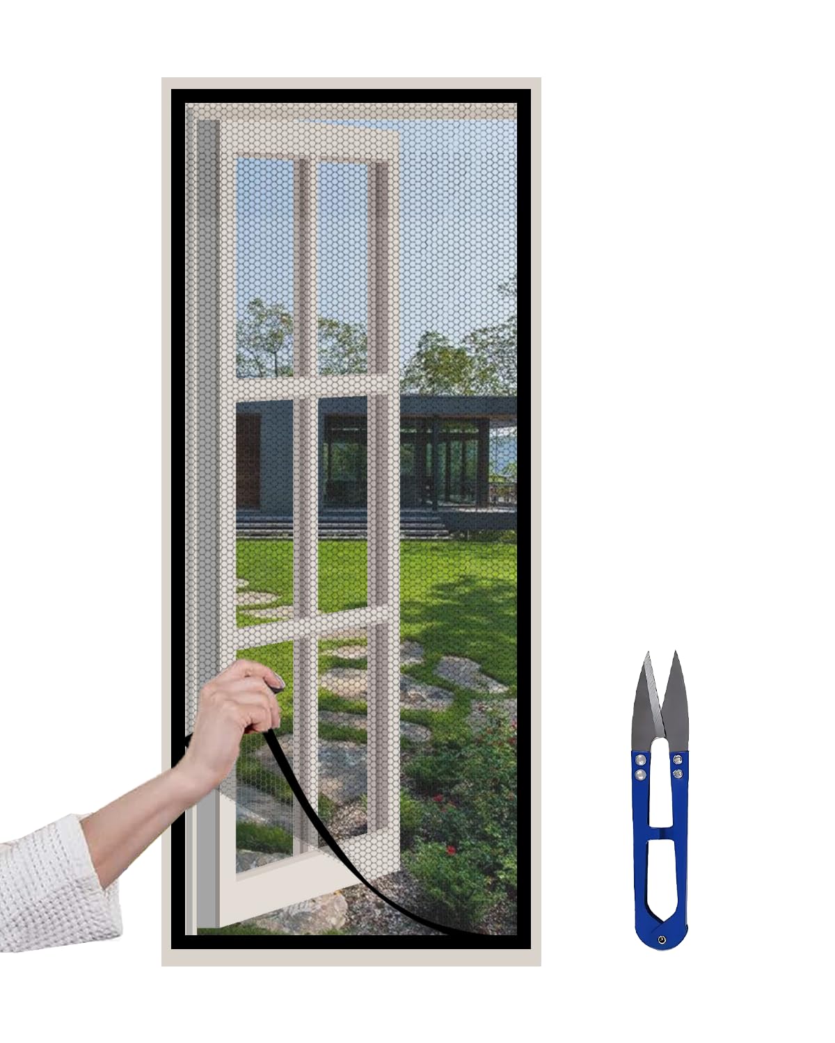 Zanzariera Finestra 60×150CM,Tende Zanzariere che Possono Essere Tagliate Come Vuoi,Rete per Zanzariera Adesiva con Forbici,Installazione Rapida Senza Forare,Zanzariera Lavabile Removibile