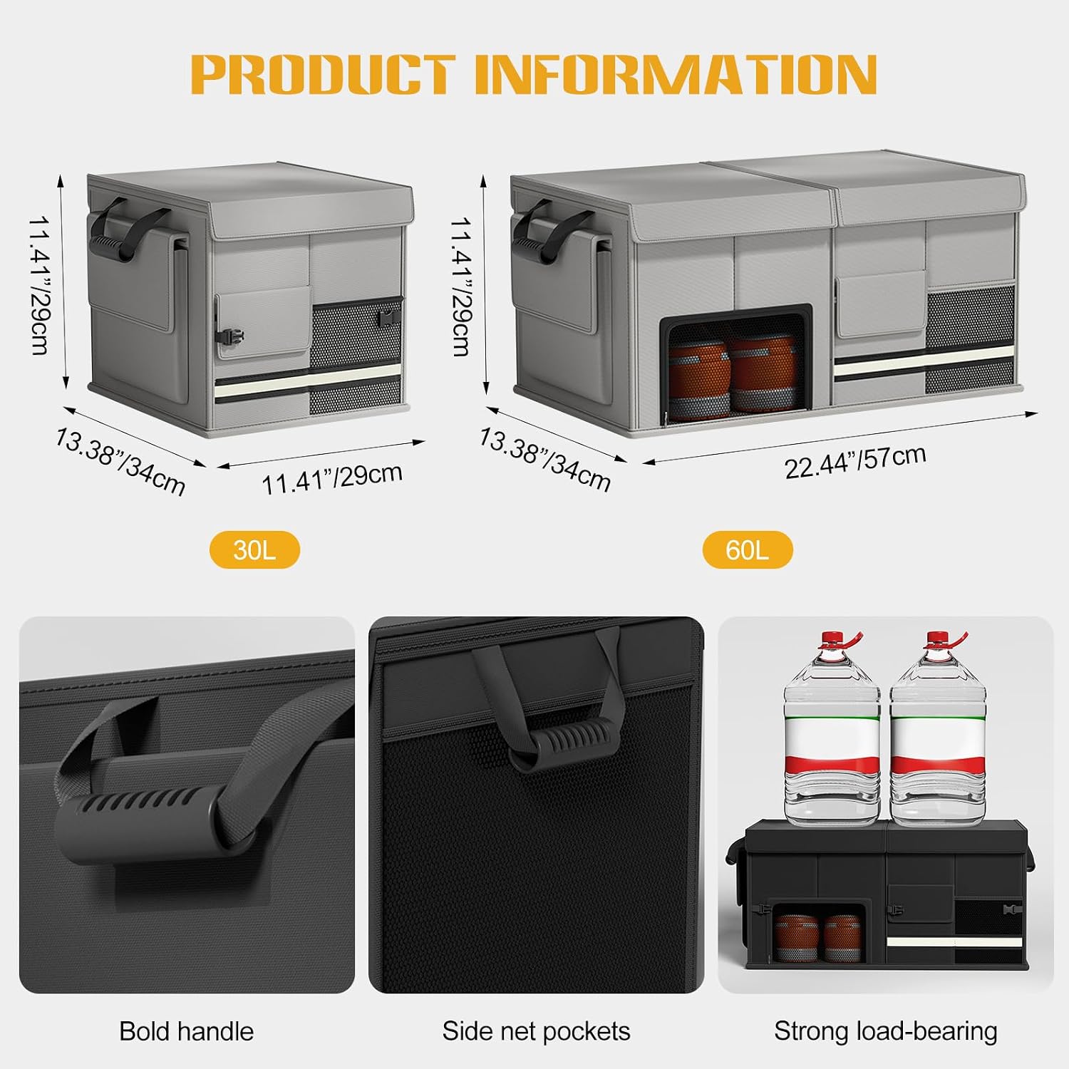 Ergocar Car Trunk Storage Organizer Oxford Cloth Car Interior Accessories Folding Multi-Compartment Suitable For Suv/Truck/Automotive
