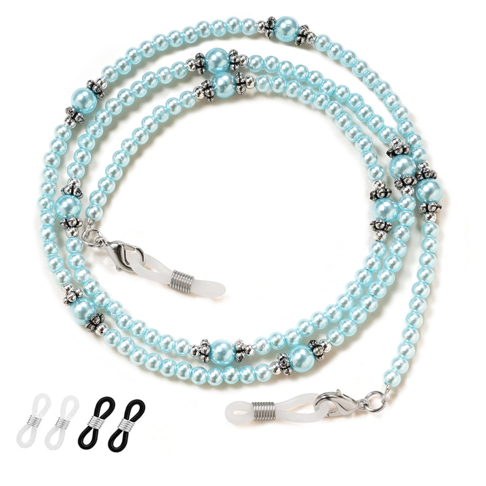 Hifot Cadena Gafas Mujer, Moda Cordon Gafas de Sol con Cuentas de Colores, Multicolor Cadena para Gafas con Lazo de Goma Antideslizante, Elegante Cordones para Gafas Correa Gafas y Máscara Mujer