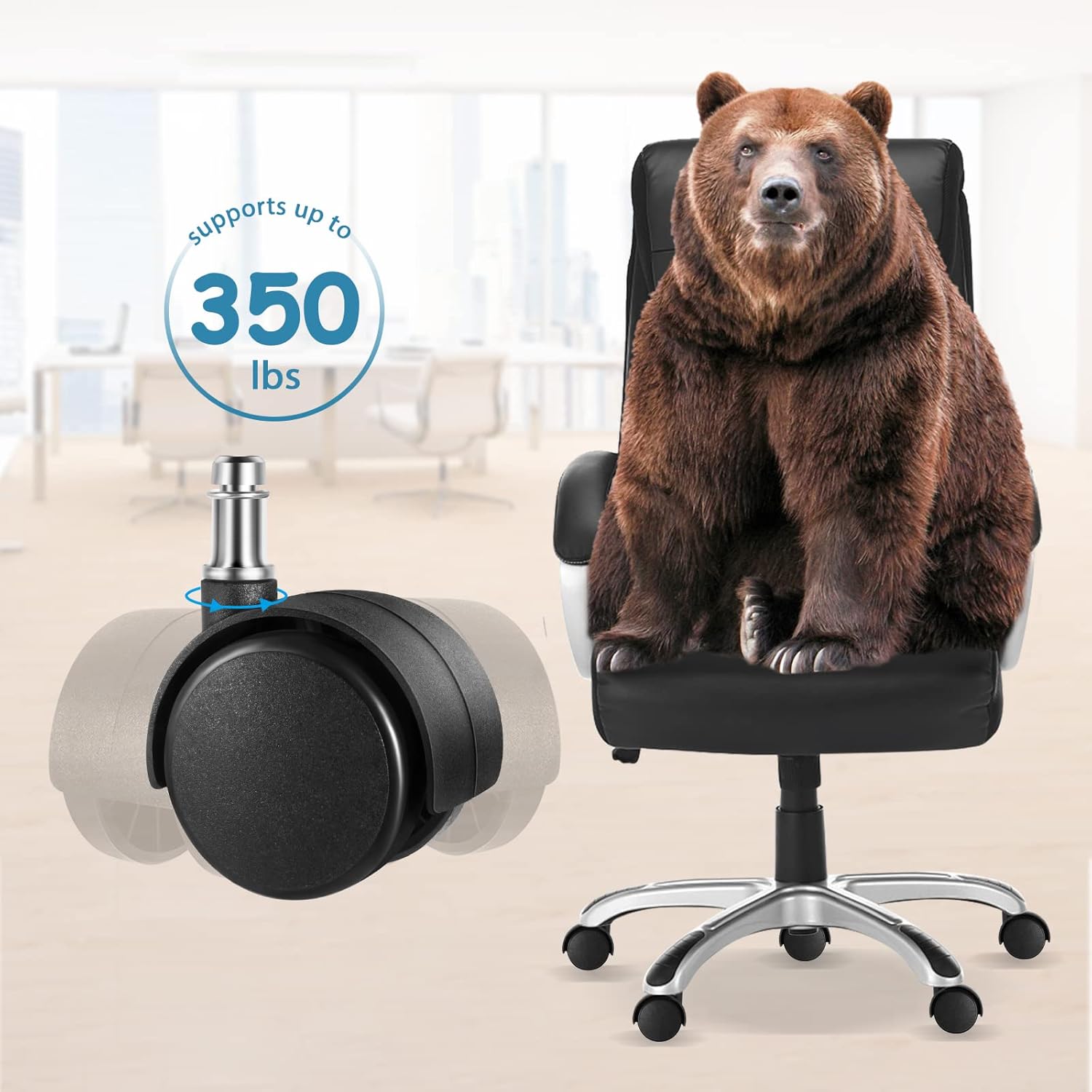Office Chair casters Terrankes 2 inch Heavy Duty casters, Office Chair Computer Game Chair casters Replacement, for Gliding on Board Carpet Tiles, (Black) Wheel bar Size: 7/16", 7/8", Set of 5 : Office Products