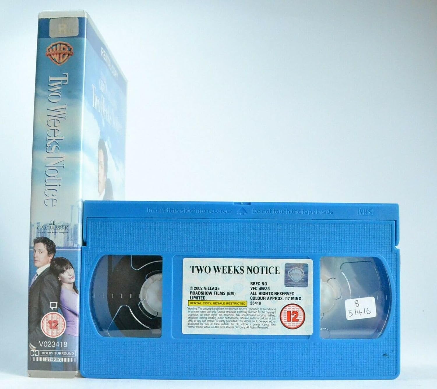 Two Weeks Notice - Warner - Romance - Ex-rental - Hugh Grant - Big Box - Pal VHS