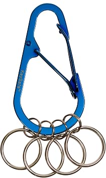 KeySafe Stainless Steel DoubleGate Secure Teardrop Carabiner Keychain Key Ring Metallic Blue KS002-4BLU
