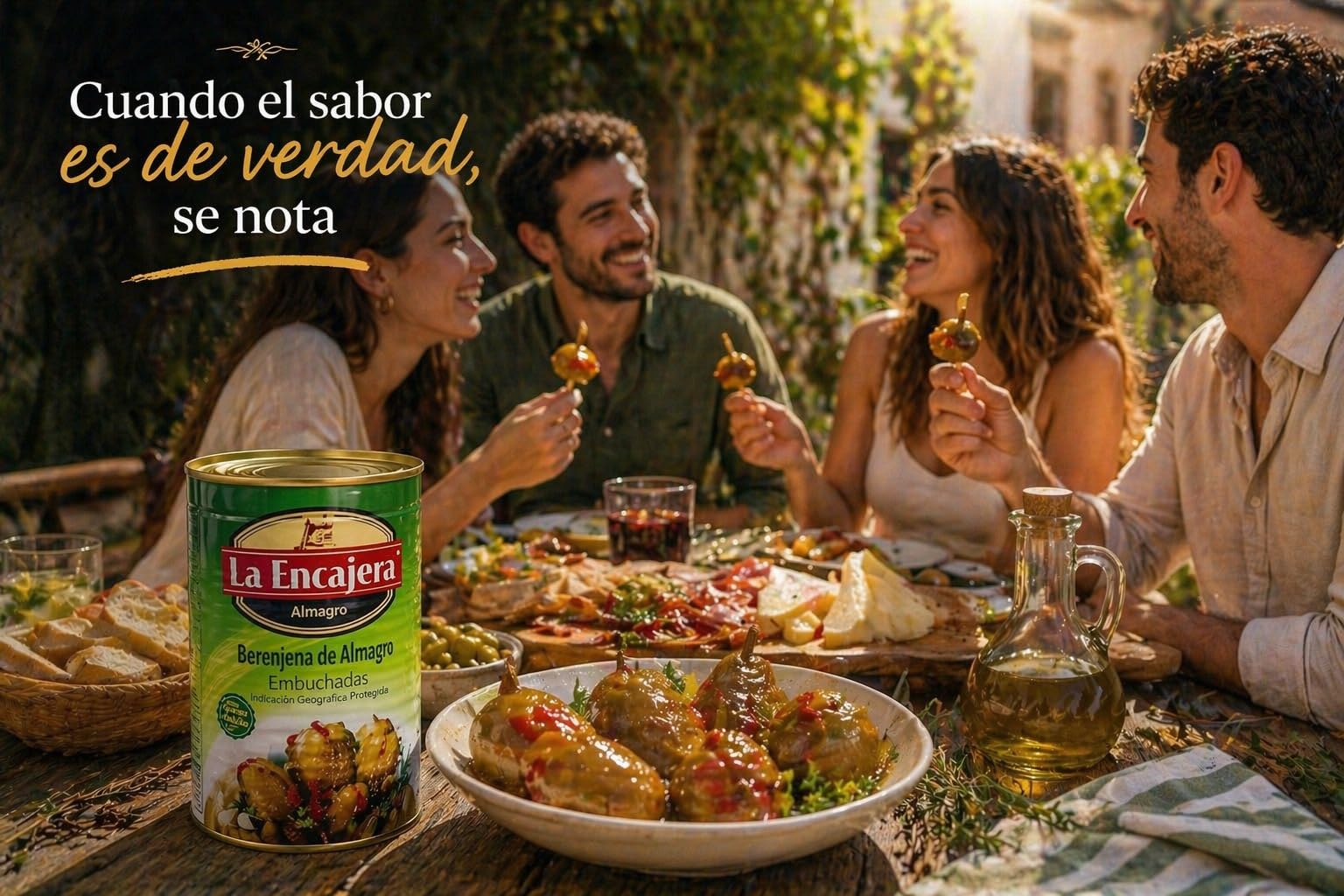 Berenjena Embuchada de Almagro – Elaboración artesanal con aliño tradicional y relleno de pimiento, sujeta con tallo de hinojo. Aperitivo gourmet manchego único (Pack 1 Lata).