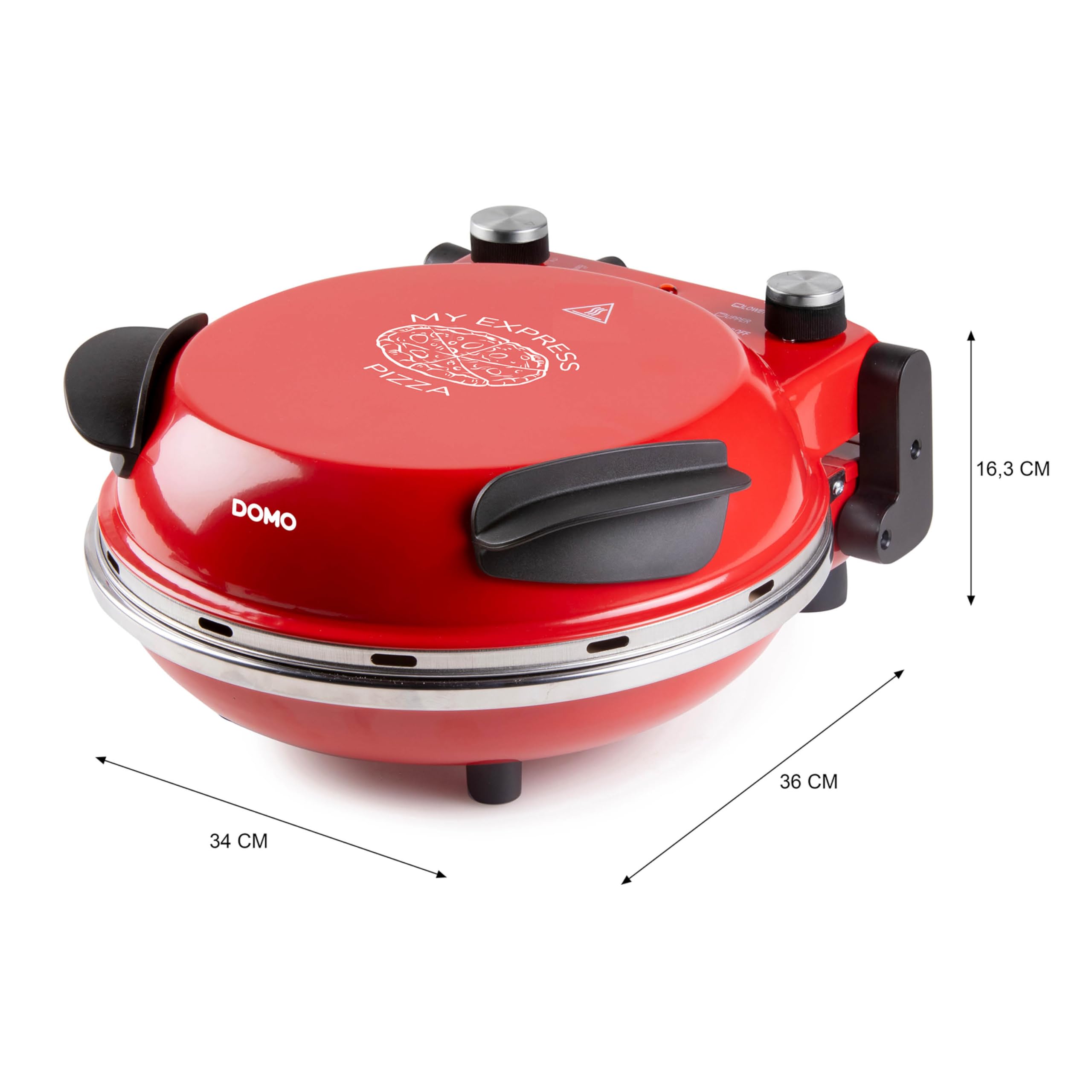 DOMO DO9284PZ Four à Pizza électrique 1200 W avec Pierre de Cuisson Ø 32 cm, Température Réglable jusqu'à 400°C, Inclus 2 Pelles à Pizza