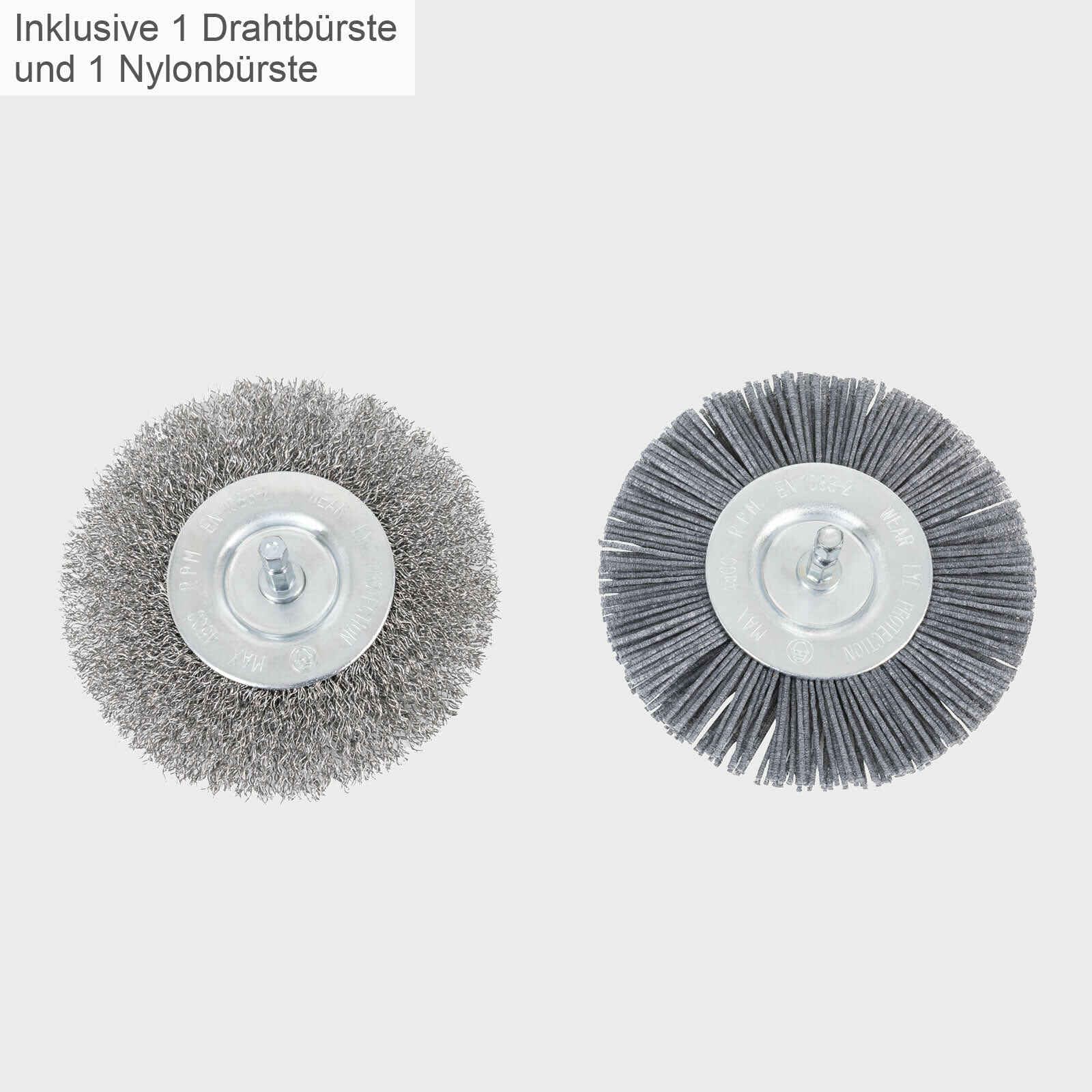 Scheppach Elektro-Unkrautfugenbürste JCL150 Fugenreiniger Unkrautbürste | 150W Leistung | 5mm Bürstenbreite | Bürstendurchmesser 110mm | Bürstendrehzahl 1300 min-1 | inkl. Drahtbürste & Nylonbürste