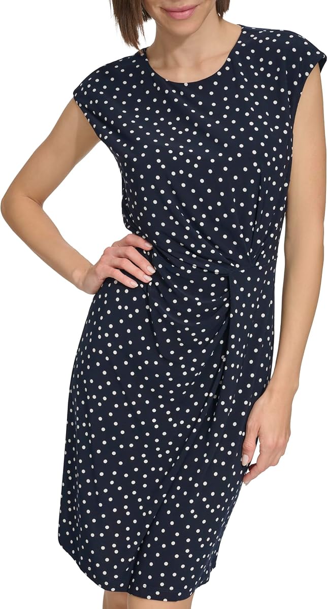 Tommy Hilfiger Women's Cap Sleeve High Neck Twist Front Mini Dress