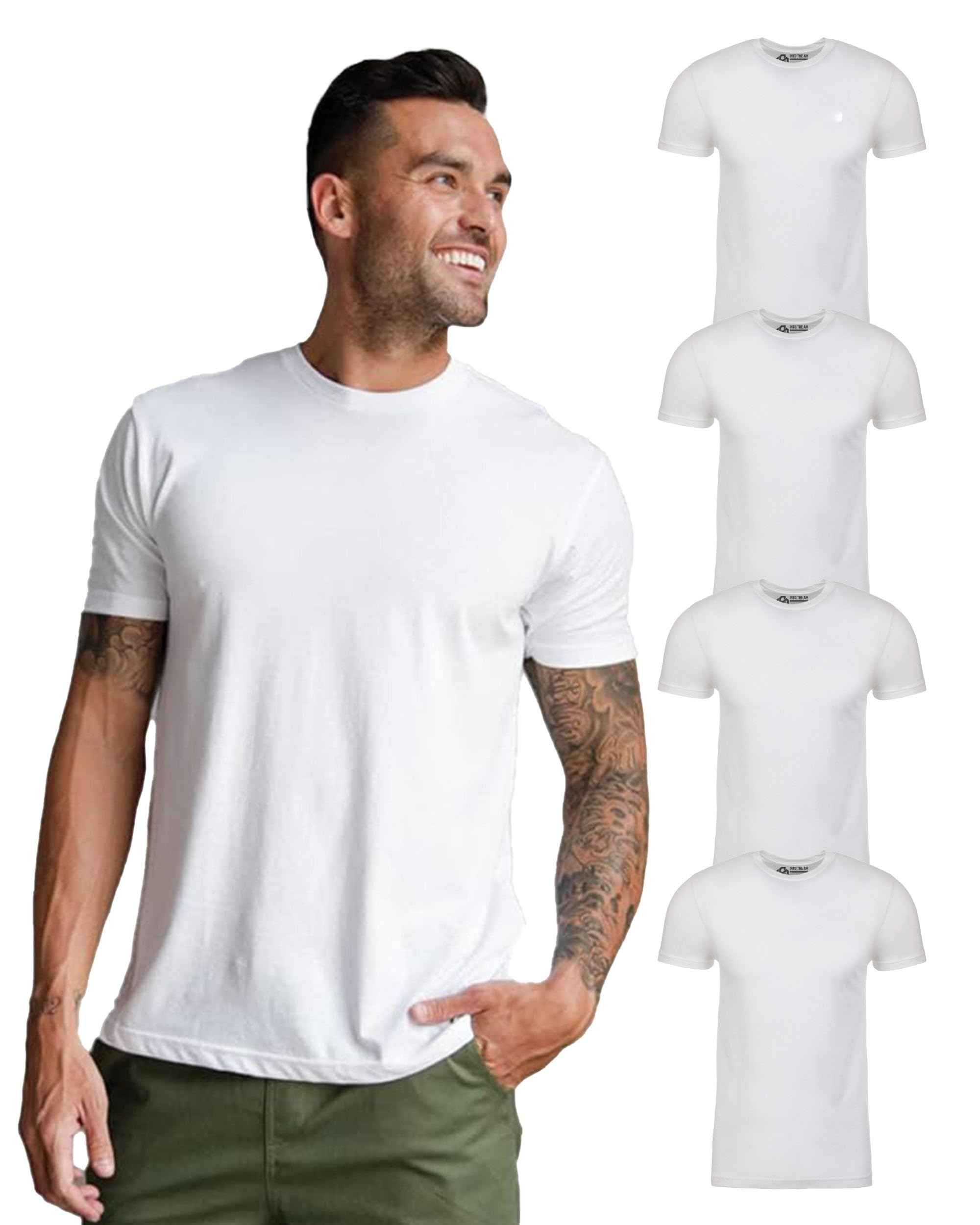 INTO THE AM Mens T Shirt Packs - Short Sleeve Crew Neck Soft Fitted Tees S - 4XL Fresh Classic Tshirts